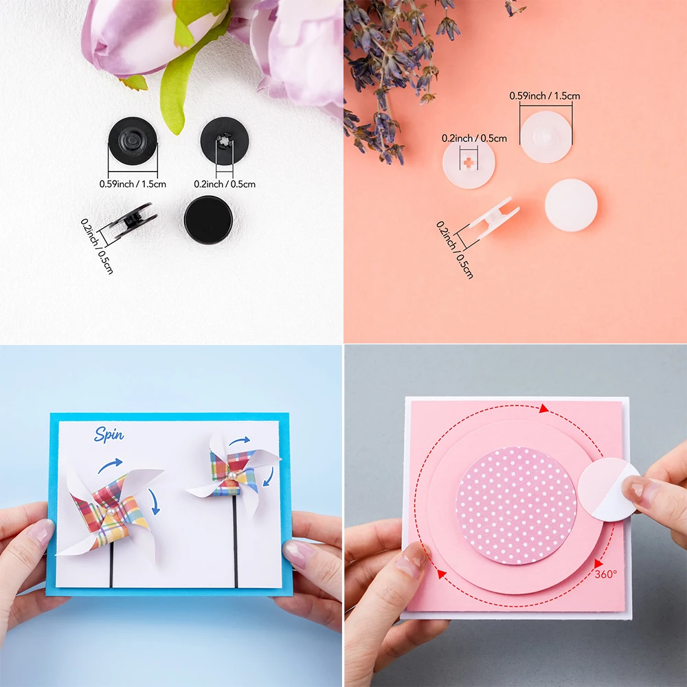 50-200 Pairs Snap'n Slides Round Disks Easy Interactive Craft Parts for Christmas Slider Card Spinner Swing Arm Card Making