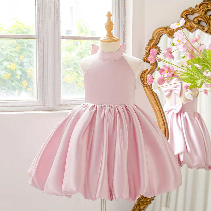 Little Girls Bridesmaid Princess Dress Bowknot Wedding Pageant Birthday Luxury Teenagers Evening Prom Graduation Ceremony Gown