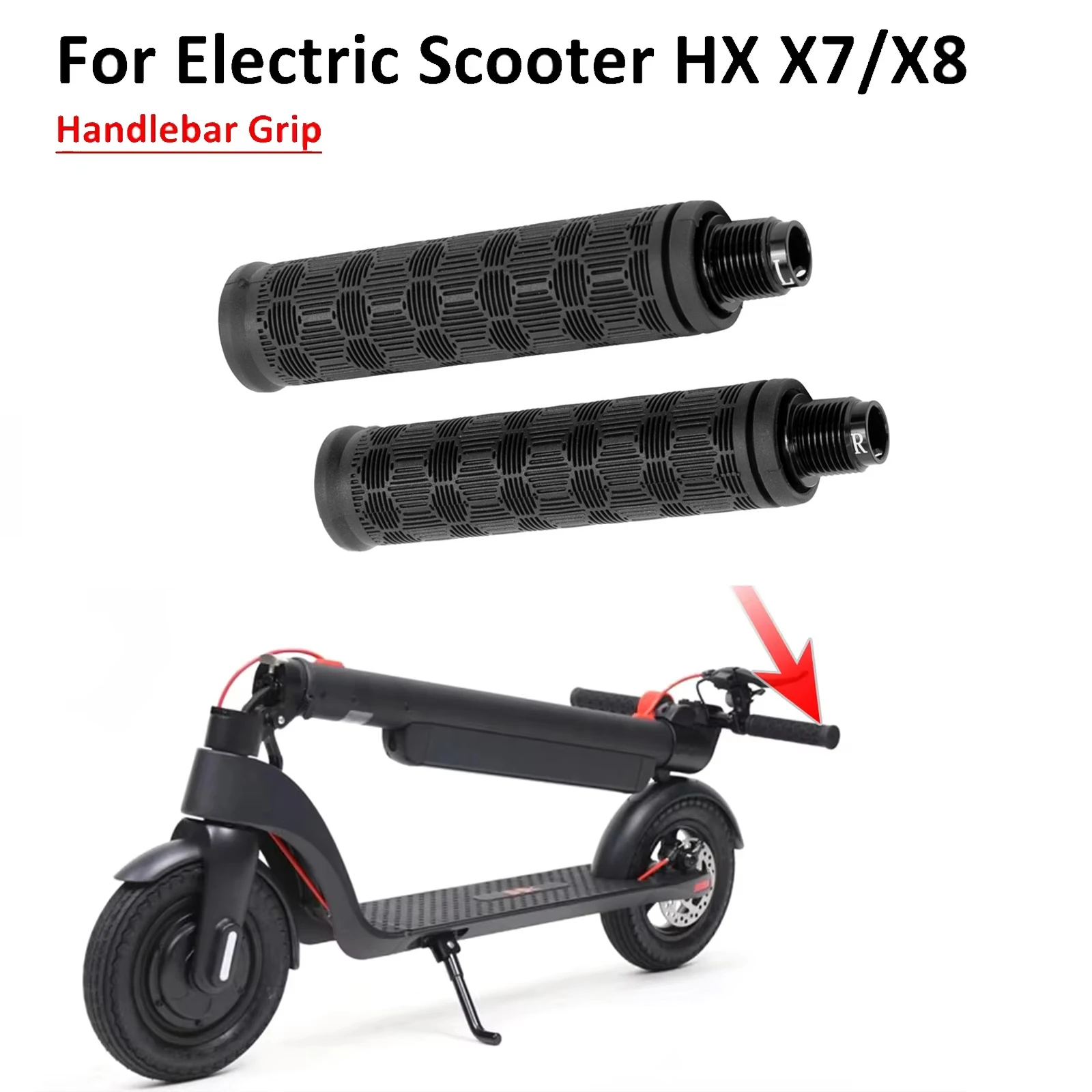 

Handlebar Grip for HX Electric Scooter X7 X8 KickScooter Aluminium Alloy Screw Anti-slip Silicone Covert Left Right Grips