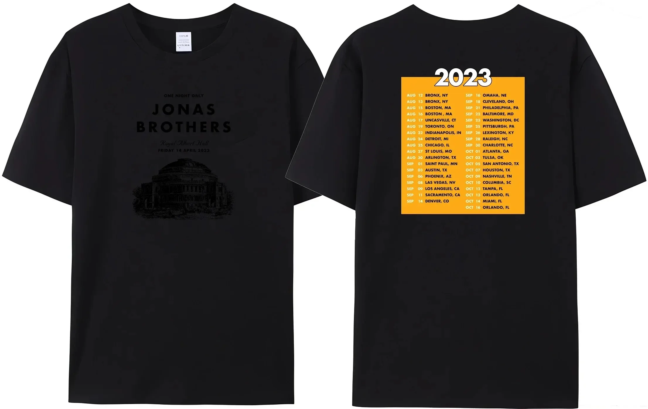 2024 New Amazing Quality Jonas Summer Black  North America Tour Popular Fan Tees Brothers Rock 5 Album Double Sided Print Tees