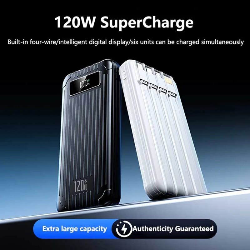 Power Bank 4in1 100000mAh 120W Pengisian Cepat Kapasitas Besar Dengan Layar Digital Dan Kabel Daya untuk Xiaomi iPhone17 2026