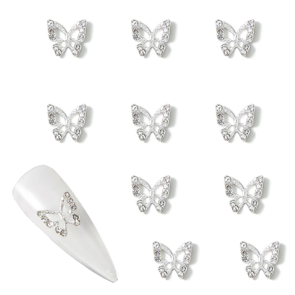 

10Pcs Hollow Butterfly Nail Rhinestones Alloy Diamond Shinny Nails Decorations 3D Luxury Nail Parts Crystals Stone Accessories