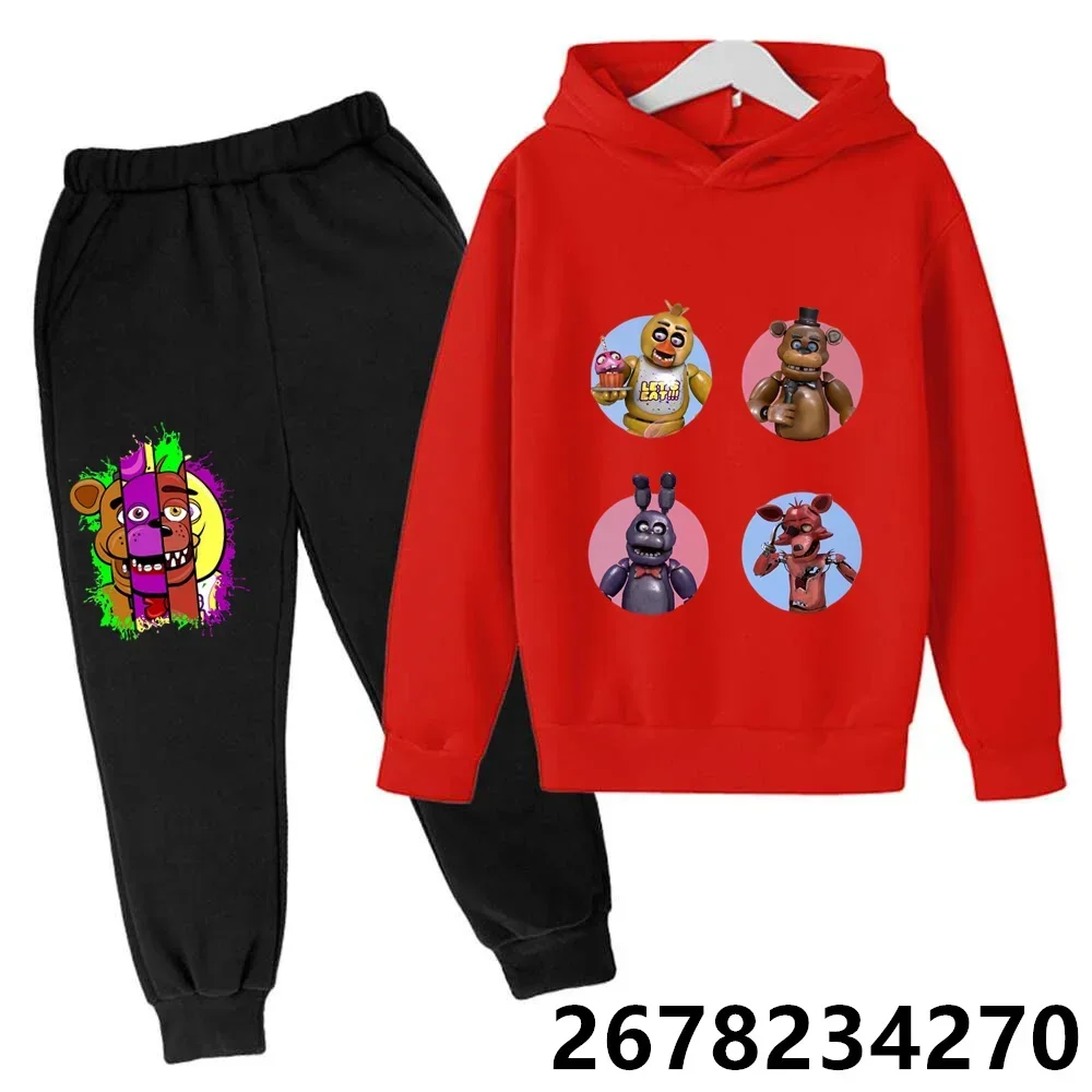 Spring Autumn Five Nights at Freddy Cartoon Hooded +pants Tracksuit Girls Clothing Boys Girls Clothes FANF Hoodie Set Kids 2pcs