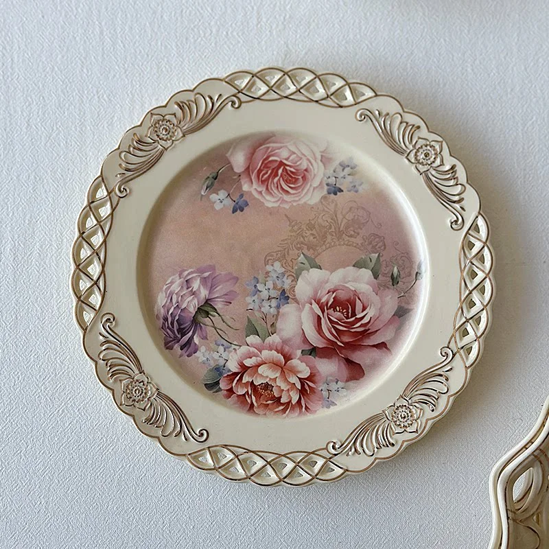 

LMM retro French gold-painted afternoon tea plate ceramic American ornament plate