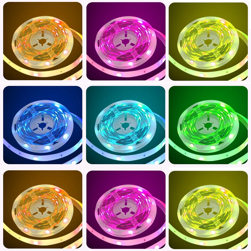 Imagem -05 - Flexível Rgb Led Strip Lights para Quarto Fita Adesiva Fita de Luz Natal 5050 12v 5m 10m 15m