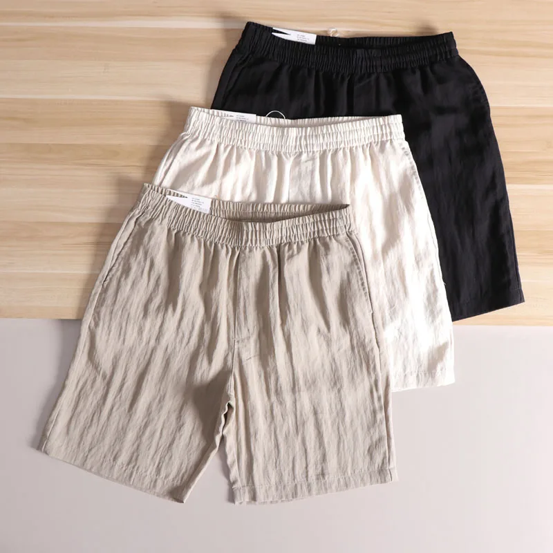 

Новые мужские легкие дышащие повседневные хлопчатобумажные льняные текстуры, летние рта, длина пять четвертей, с прямым вырезом, модные...