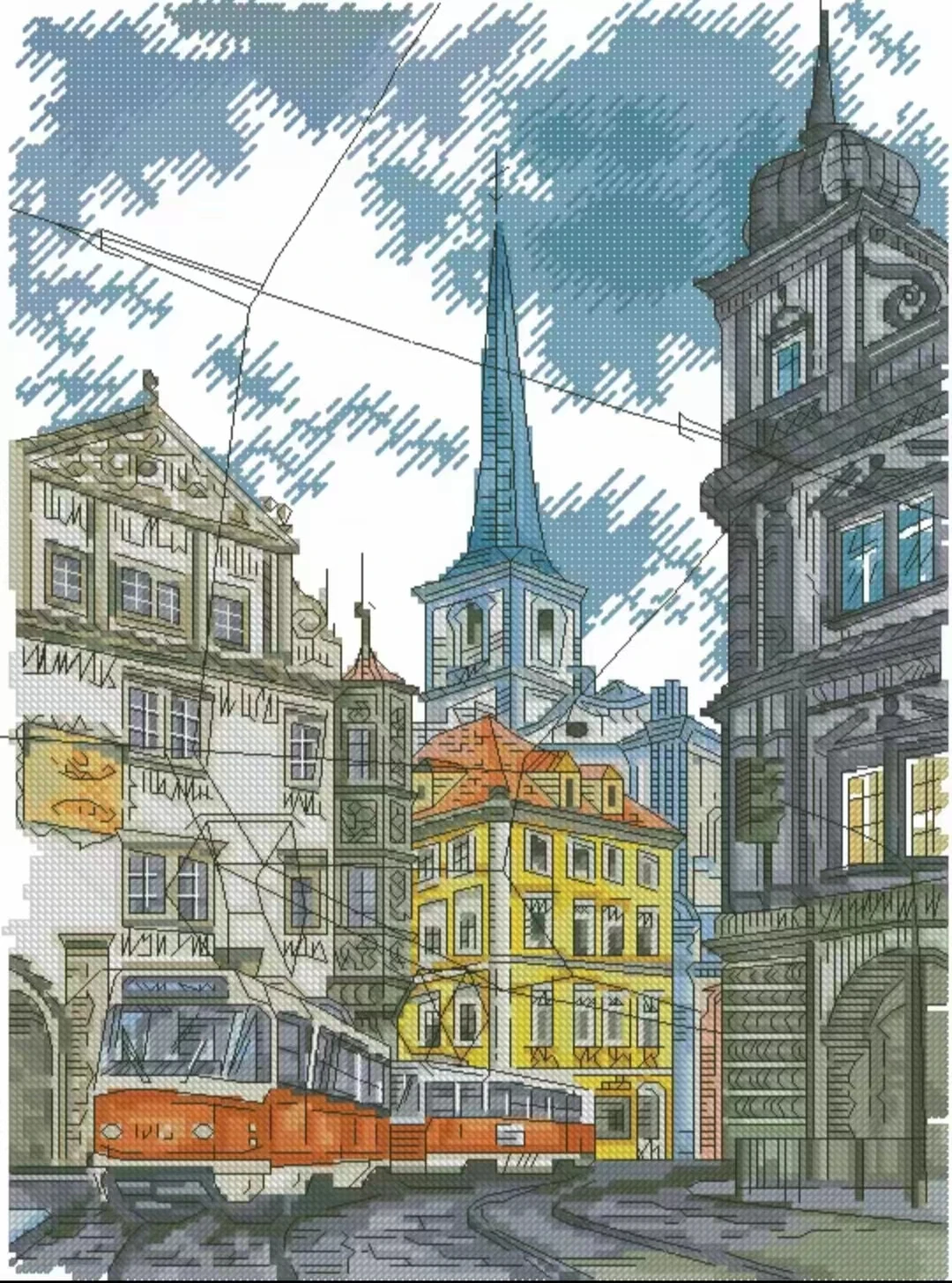 

Prague Streets 18CT 16CT 14CT Unprinted Top Quality Cross Stitch Kits Embroidery Art DIY Handmade Needlework Home Decor