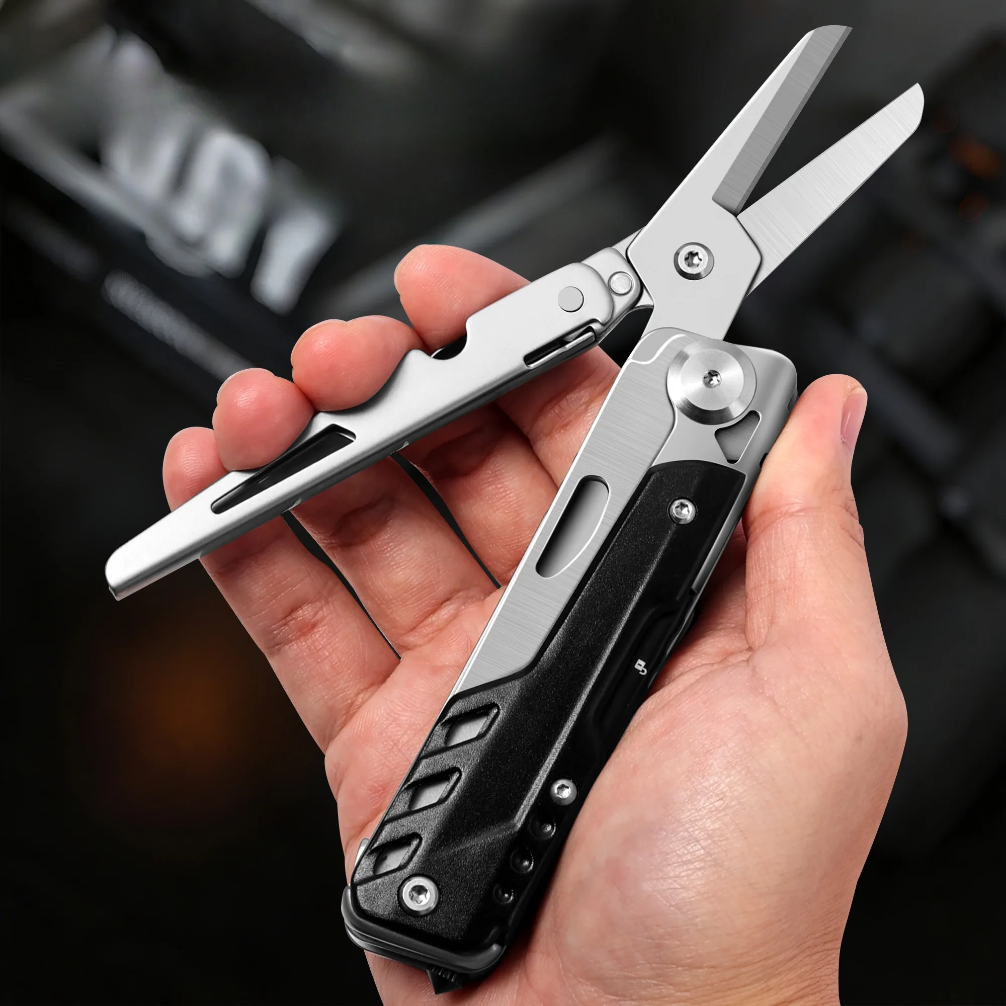 Couteaux de poche compacts EDC12 à diverses fonctions, équipements et appareils pour hommes, multi-outils, ciseaux, camping, randonnée, couteaux