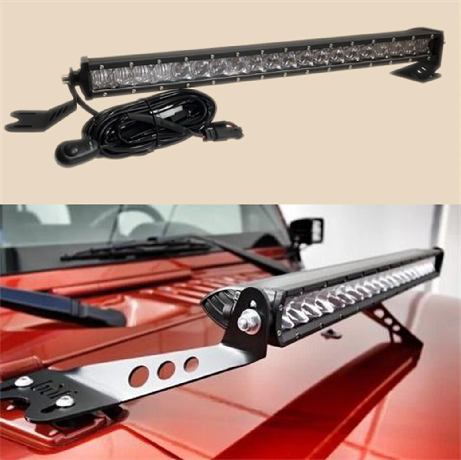 

SXMA J328 For Jeep Wrangler JK 1 Set Including 100W LED Light Bar+ #1wire+ J09 A-Pillar Bracket