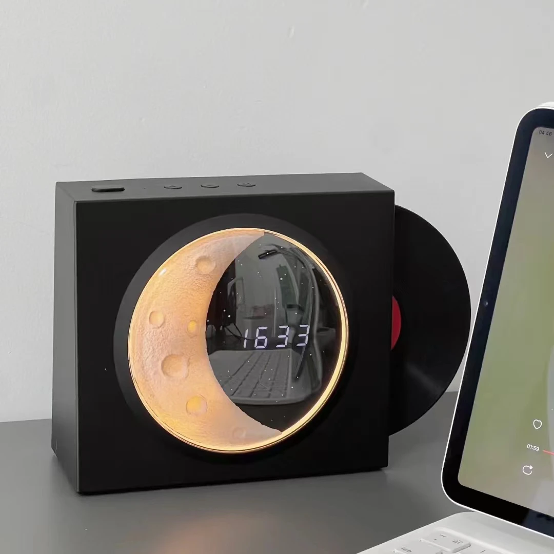 

Atmospheric night light BT speaker portable digital clock to play music with tf card auxiliary speaker table