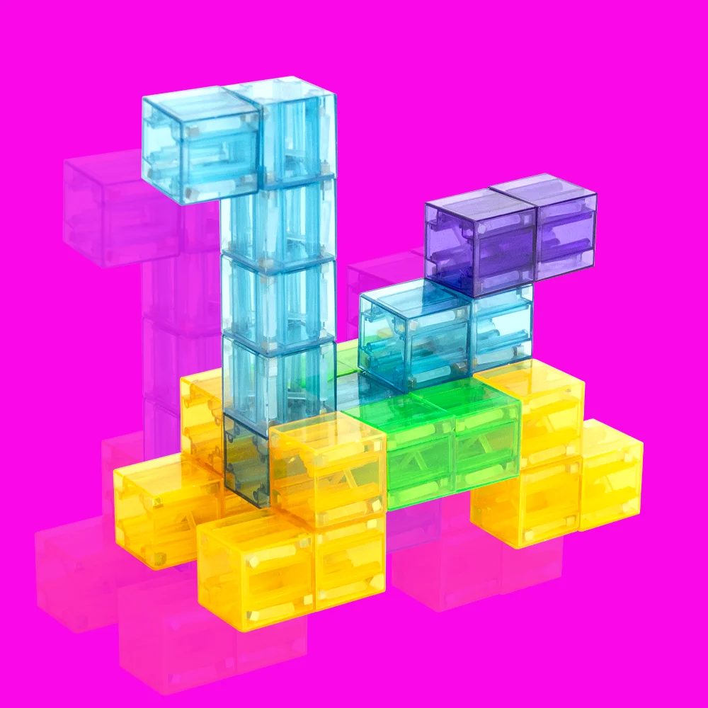 ألعاب مغناطيسية ذاتية الصنع، بلاط مغناطيسي شفاف للأطفال، مكعبات بناء، هدايا مثالية للأطفال، ألعاب تعليمية