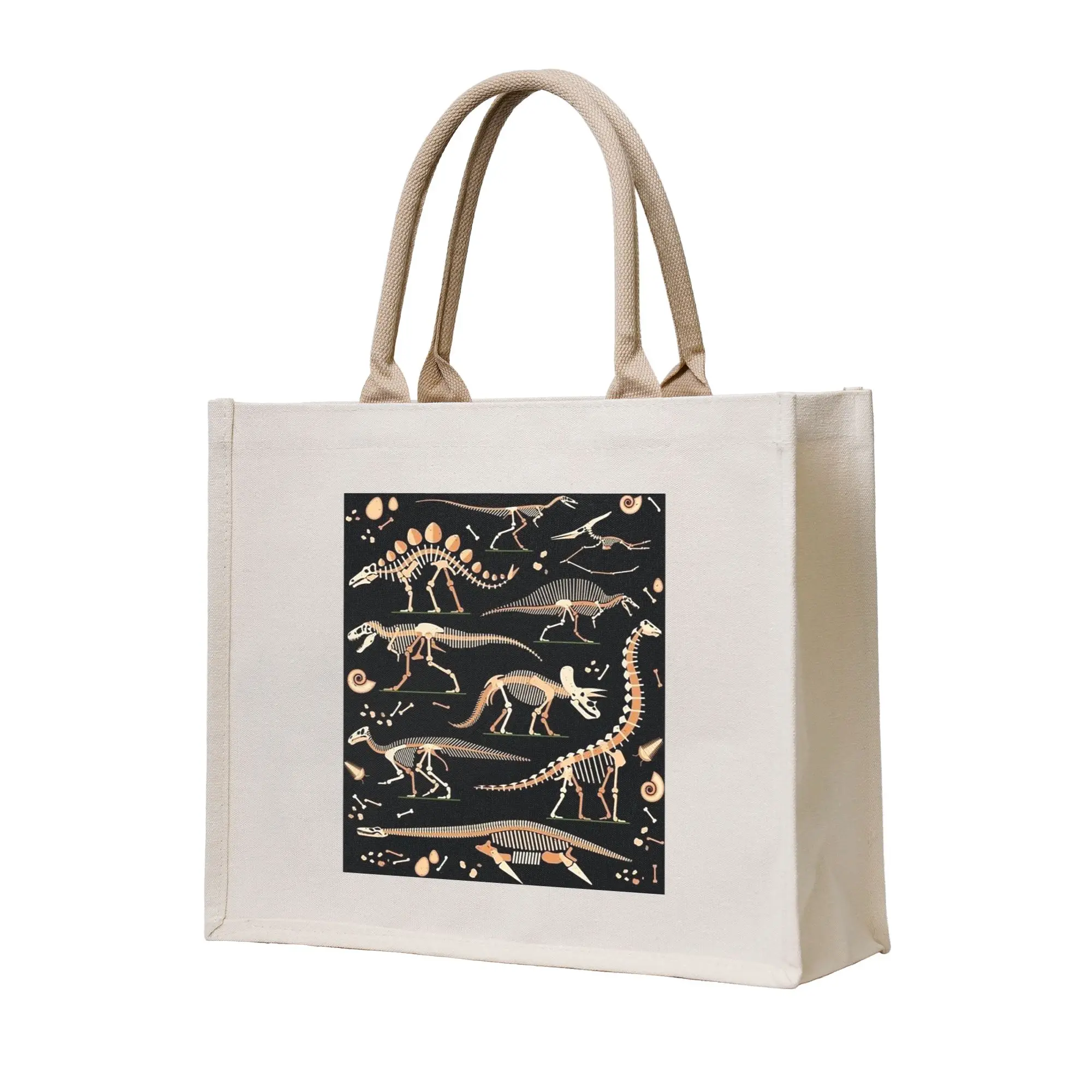 

Холщовая сумка-тоут с изображением окаменелостей динозавров на Хэллоуин, складная, для женщин, на плечо, дорожная сумка