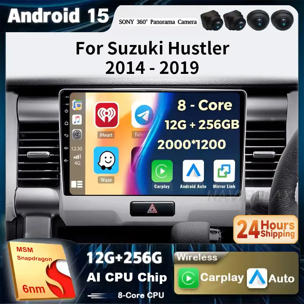 

Car Radio Carplay For Suzuki Hustler 2014 - 2019 Navigation GPS Android15 Auto Stereo Multimedia Player 5G Wifi Video No 2din DV