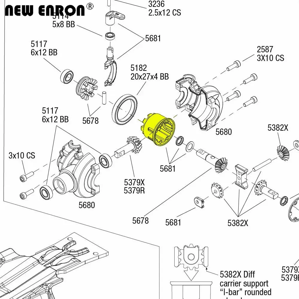 NOWY ENRON # 5681 Aluminiowa obudowa mechanizmu różnicowego przedniego lub tylnego o dużej wytrzymałości do samochodu 1/10 RC Traxxas 1/10 Summit 56076-4