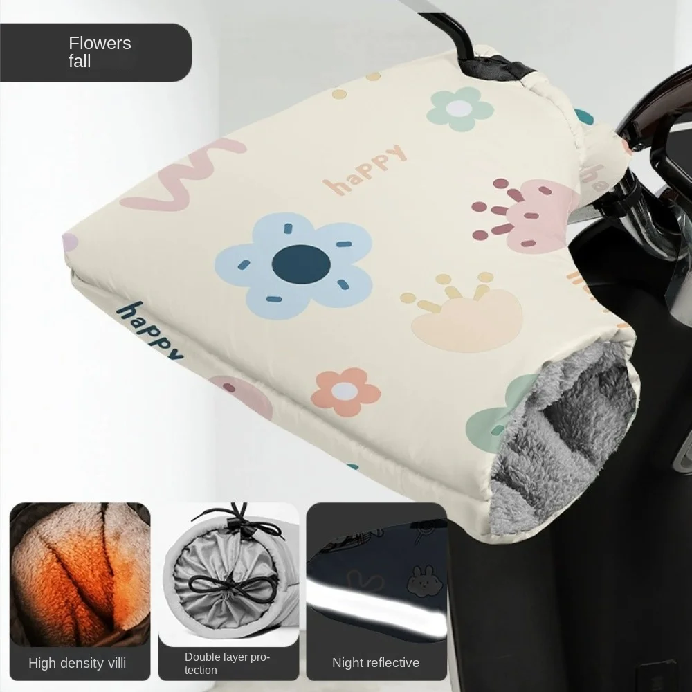 Waterproof Motorcycle Handlebar Gloves Winter Hand Protector Liner Warm Handle Cover Gloves Windproof Motorbike Scooter