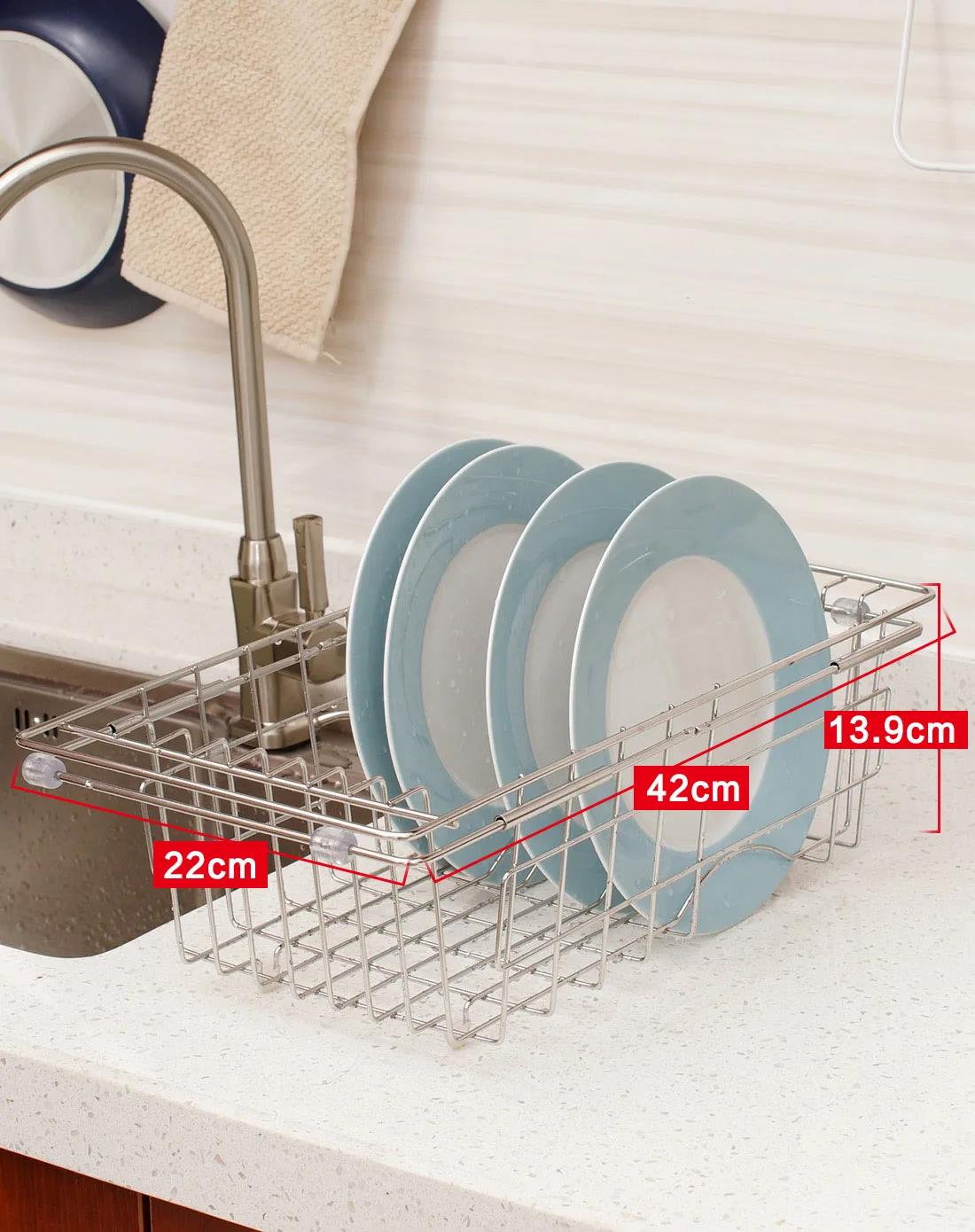 ORZ منظم مطبخ تجفيف الأطباق لوازم الفولاذ المقاوم للصدأ الإسفنج حامل رف لتجفيف الأطباق سلات تخزين اكسسوارات المطبخ