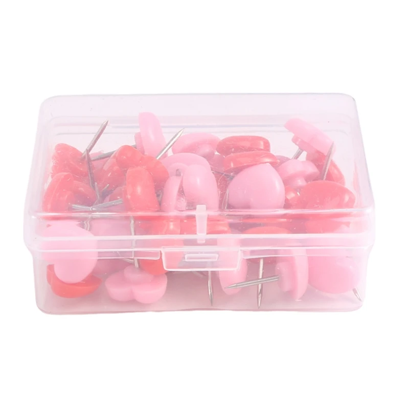 

50 PCS Heart Push Pins, Red Bulletin Boards Thumb Tacks, Pink Cute Wall Tacks Decorative For Cork Board Home And Office