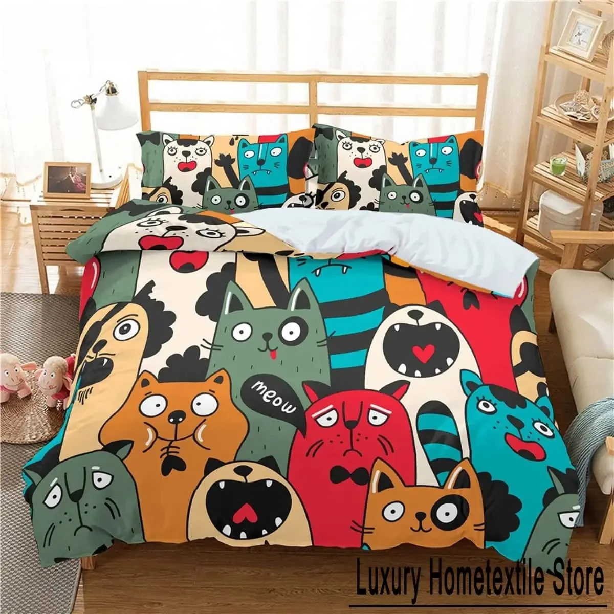 

Fashion 3D Cartoon Graffiti Print Polyester Bedding Sets Child Kids Covers Boys Bed Linen Set For Teens King Size Home Textiles