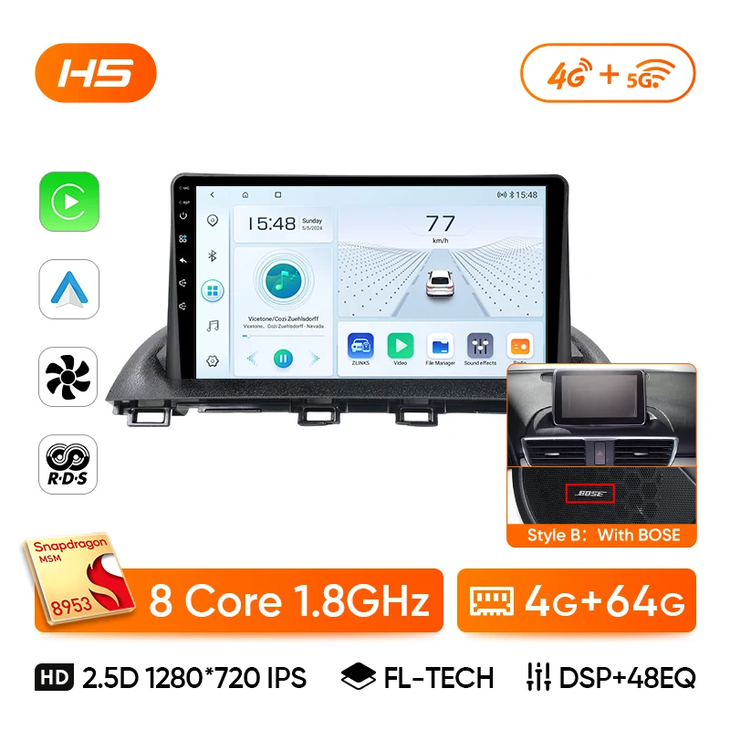 Ainavi Car Radio For Mazda 3 Axela 2013 2014 2015 2016 2017 Car Multimedia Player Wireless Carplay Android Auto HDMI 4G 2Din image 3