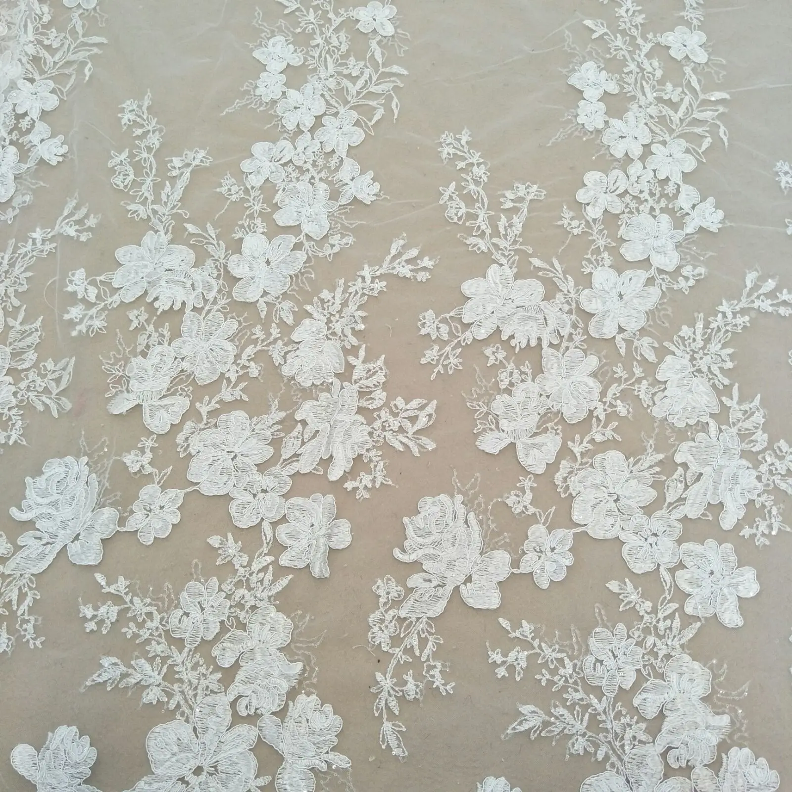 Winter 2024 Special discount items Lace Lace with sequin wedding dress fabric Lace width 130cm sold by yard