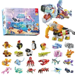 Building Blocks Christmas Advent Calendar Box Toy for Kids Animal Insects DIY Building Bricks Model Countdown Calendar Xmas Gift