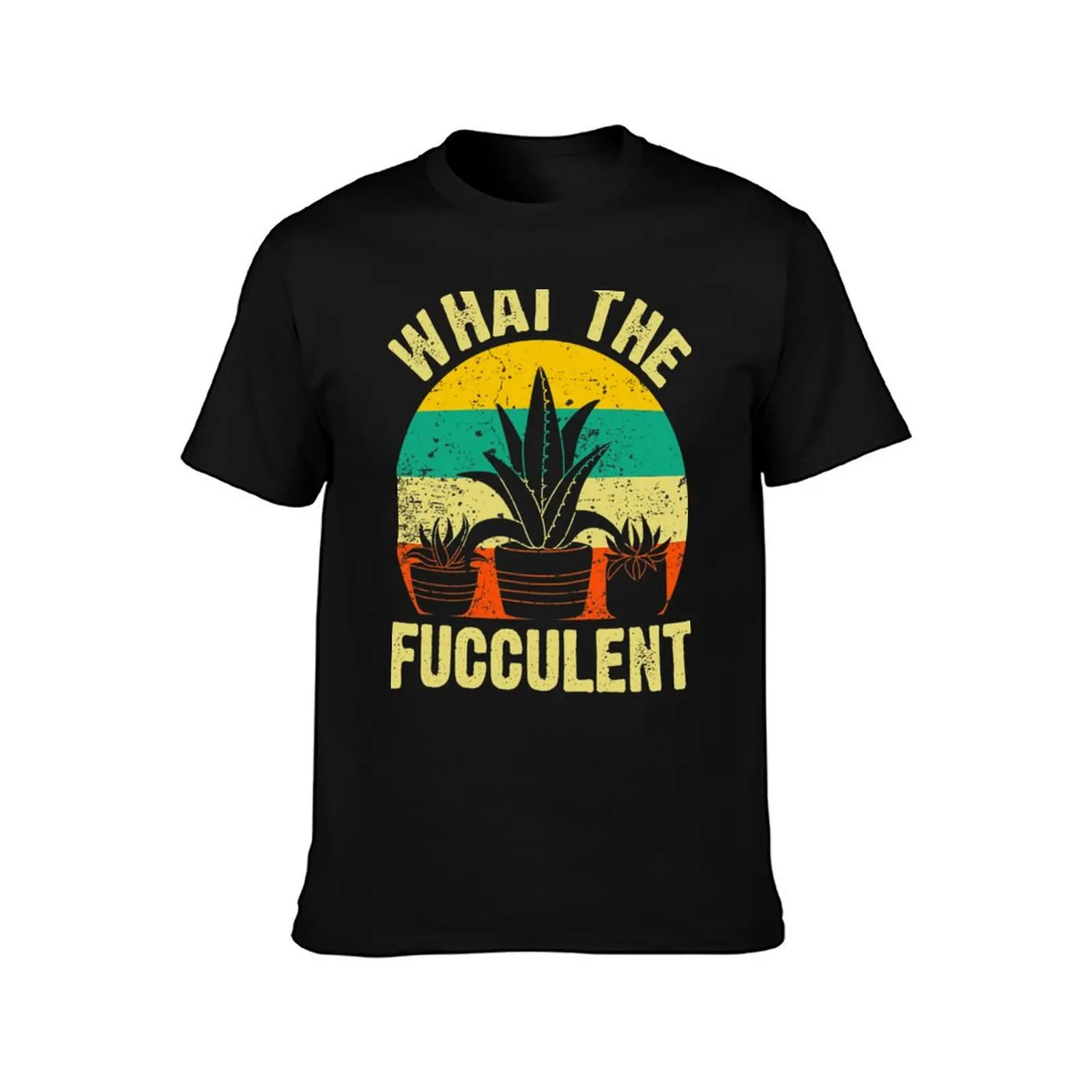 Succulents Gardening Cactus Retro Vintage What The Fucculent T-Shirt Large Size Casual Short Sleeve Top T-Shirt