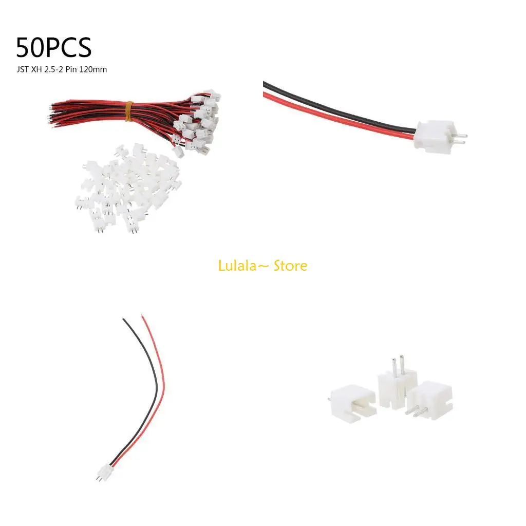 

Y4QA 50 Sets JST 2.5-2 Pin Battery Connector Plug Female & Male with 120MM Wire