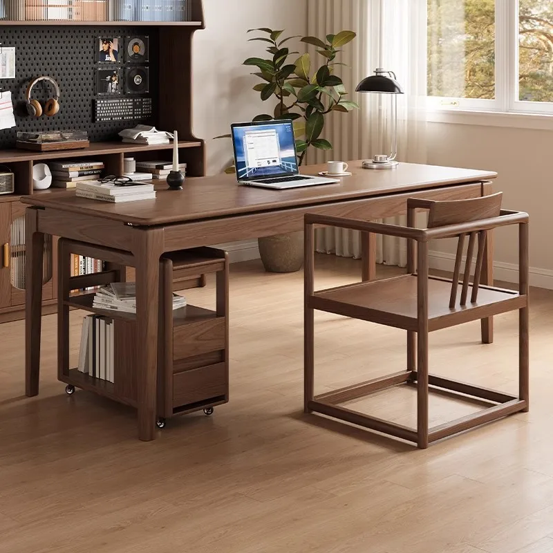 Ash wood writing desk Student household Double office workbench Dining table