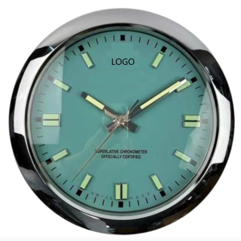 

Round-edged Water Ghost Wall Clock Stainless Steel Back Cover Sun Mute Movement Watch Clock Wall Clock Luminous Needle Set Cross