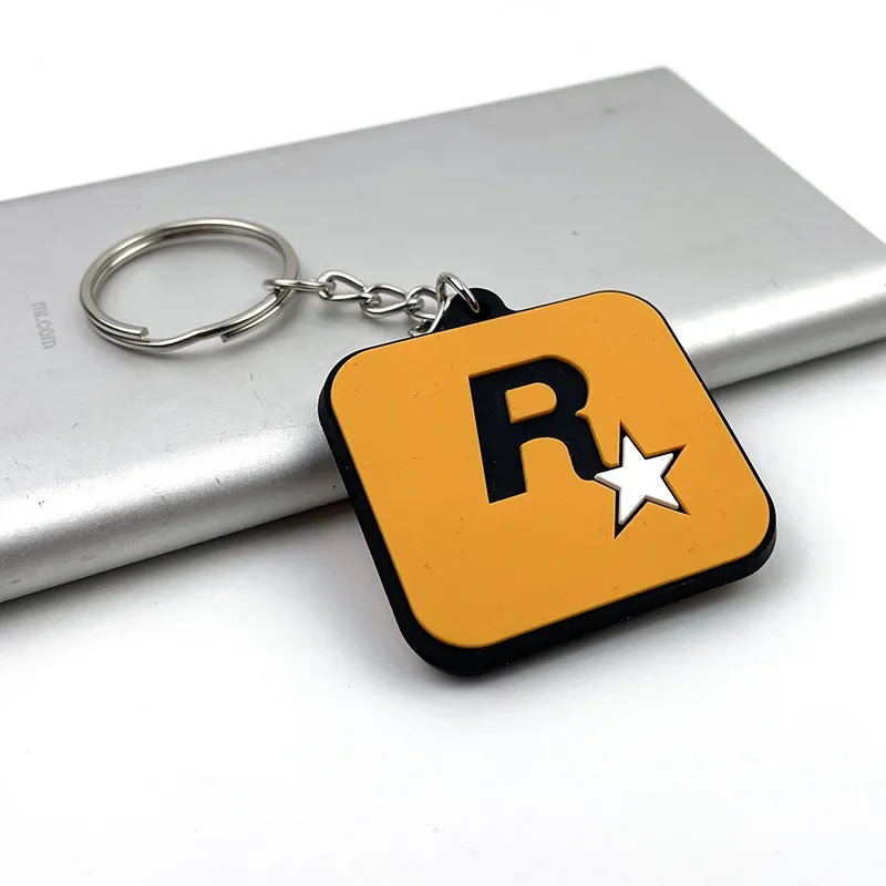 3D GTA R Star KeyChain Motorcycle Car Motorbike Rubber Soft Key Chain Key Ring Keyfob Game GTA Auto rubber keychain accessories