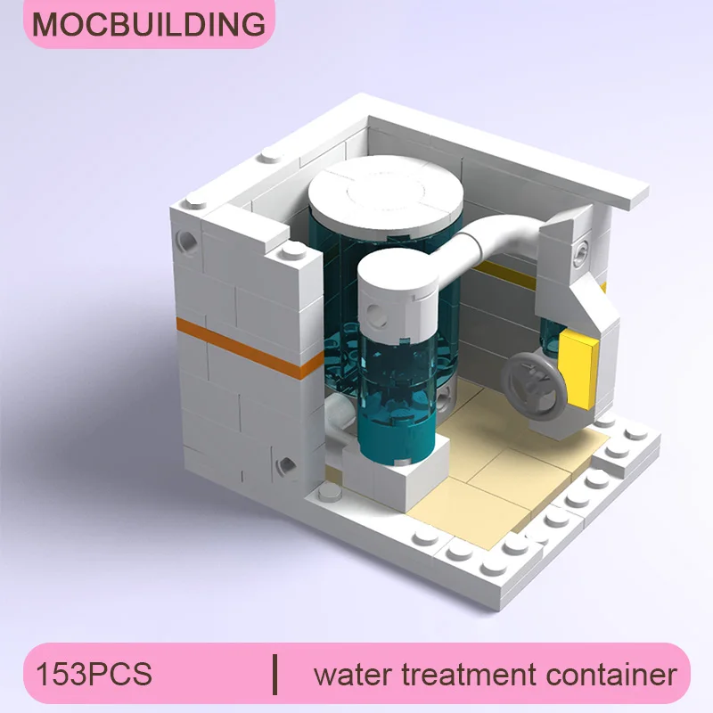 

Модульный контейнер для жилья и очистки воды из строительных блоков MOC, сборная модель для самостоятельной сборки, игрушки и подарки на Рождество, 153 детали