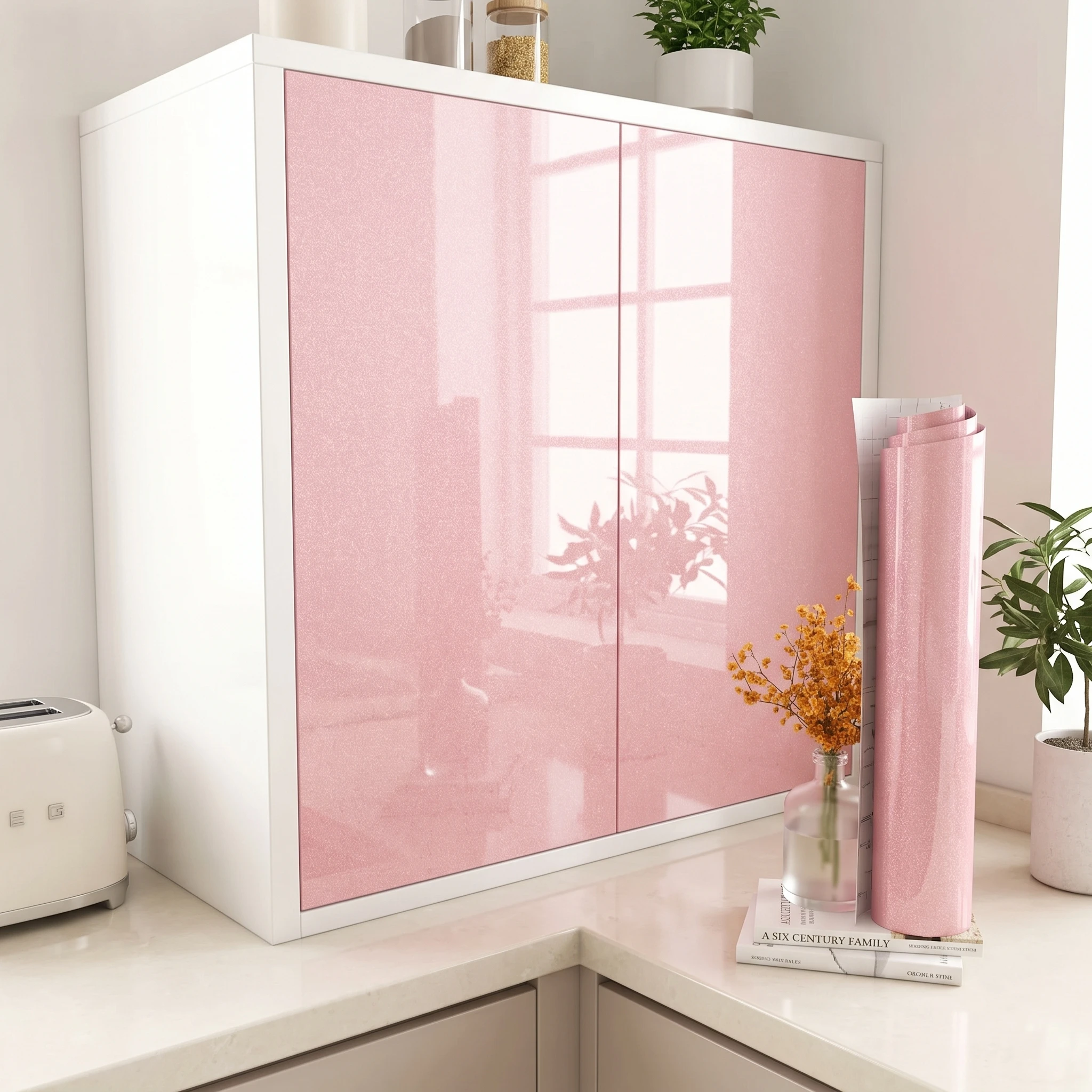 1 Roll Pearlescent Pink Marble Wallpaper Waterproof Contact Paper Vinyl Self Adhesive Peel and Stick  Removable Decor Sticker