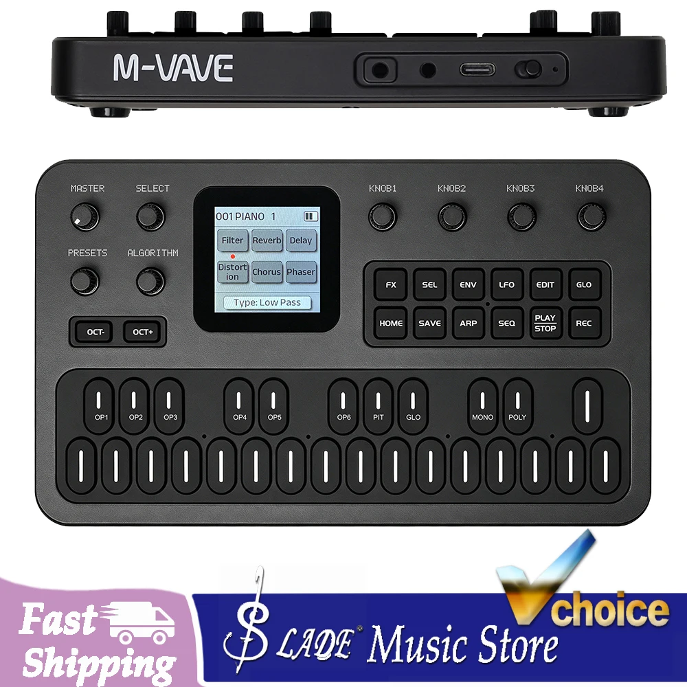 M-Vave Fm-1 Effect Pedal Full Dark Body Bluetooth Synthesizer 12h Battery 6-Operator Speaker 32-Algorithm 128 Preset Built-In