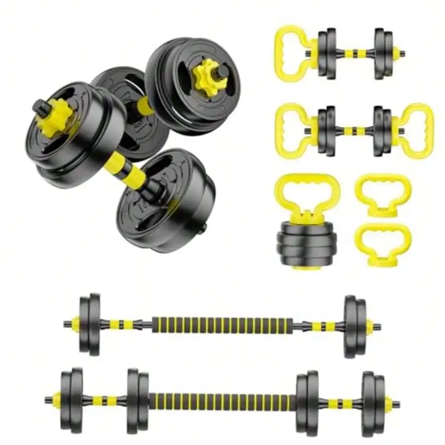 Adjustable Dumbbell Set, 10-90lbs Free Weights With Connector 4 In 1 Dumbbells, Barbell, Kettlebell And Push Up Stand, Adjustabl