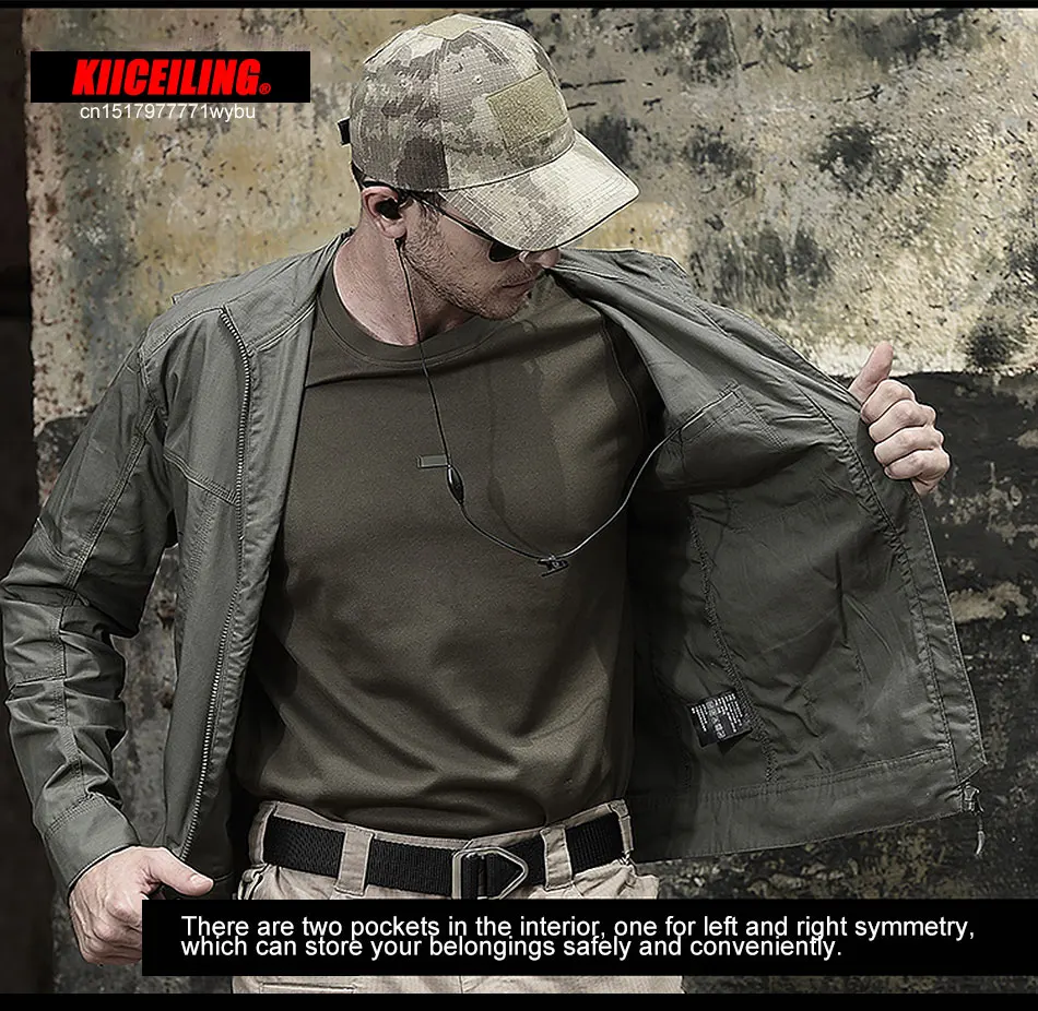 KIICEILING KC Bomber nero Multicam giacca tattica militare per uomo sottile Ripstop giacche a vento impermeabili cappotti mimetici dell\'esercito