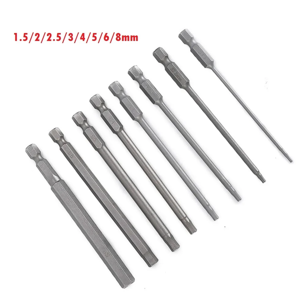 Destornillador magnético hexagonal de 100mm, broca para taladro eléctrico, 1 vástago hexagonal de 4 pulgadas, aleación de acero, H1.5.5, H3, H4, H5, H6, H8, 1 unidad