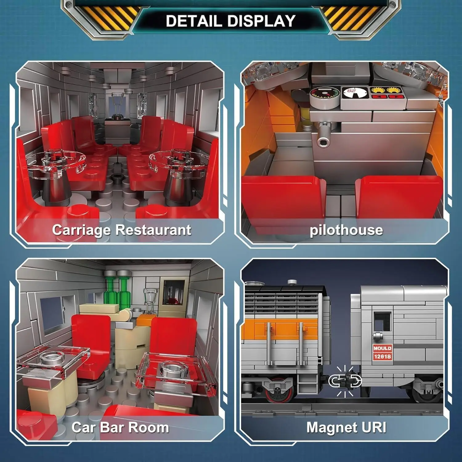 مجموعات مكعبات بناء القطار، مجموعة مكعبات بناء نموذج قاطرة الاحتراق الداخلي MOC EMD F7، هدية لعمر 14+/بالغين (1541 فطيرة
