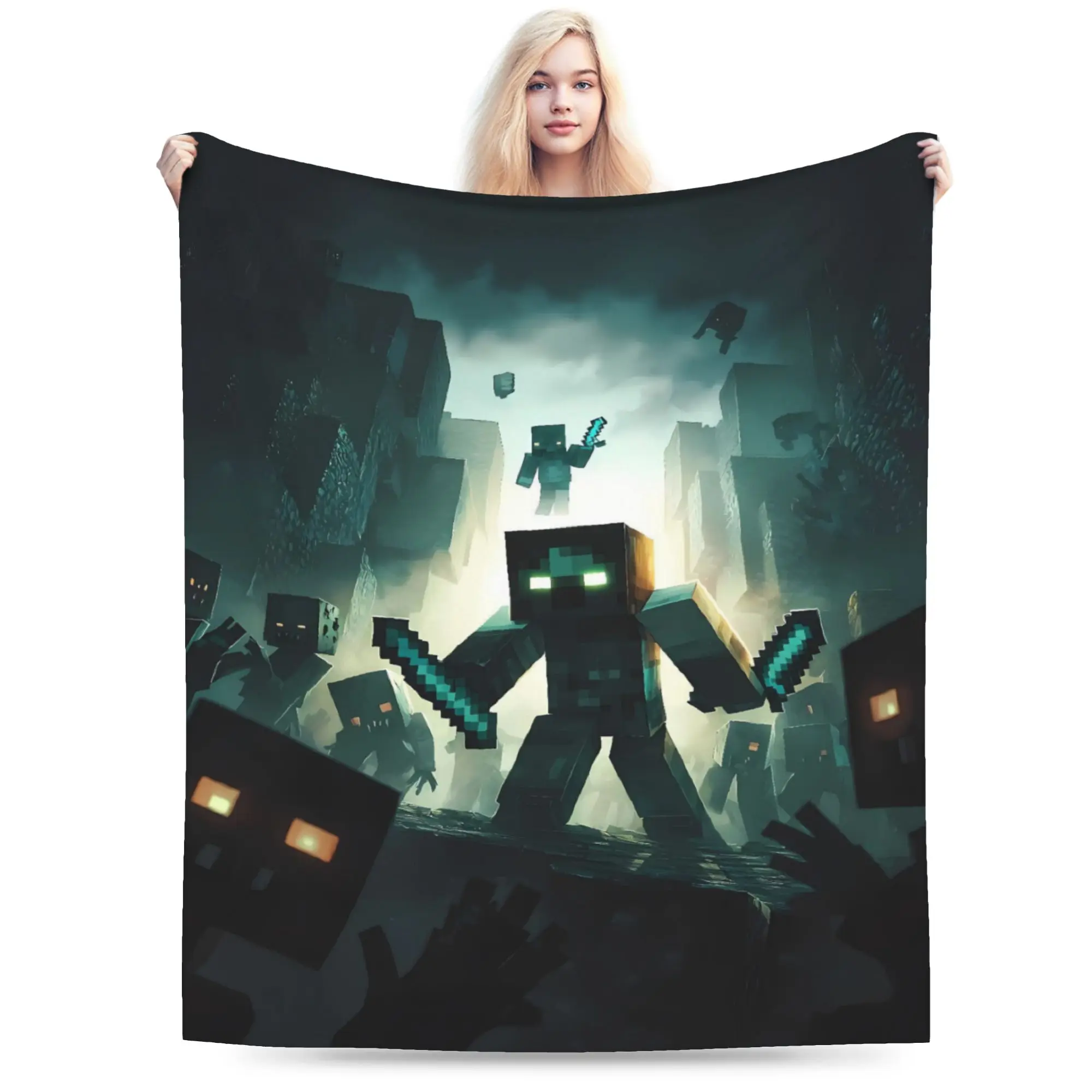 Game M-Minecrafts Blanket  Warm Soft Graphic Plush Throw Blanket For Bedroom Travel Flannel Bedspread Bed Cover