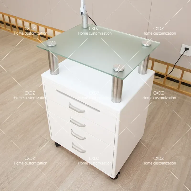 Beauty salon special multi-functional nail art embroidery storage three-layer mobile rack hair salon mobile cart