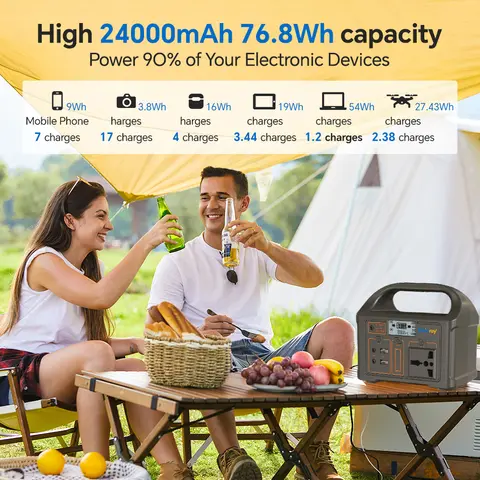 100W 24000mAh bärbar kraftstation 220V/110V powerbank 76.8Wh solenergigenerator LiFePO4 utomhusenergi för camping och resor 8 best sales utomhusbatteri - №5