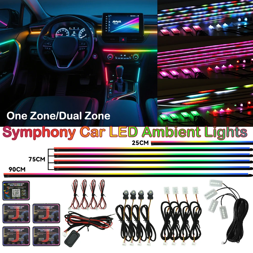 

Symphony 18IN1 Car Interior Lighting LED Strip Neon Auto Ambient Lights RGB Waterproof with App Control LED Car Atmosphere Light