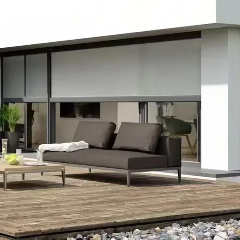 Outdoor Windproof Curtain Wind Resistant Screen Roller Blind for Patio Balcony Garden Deck Veranda