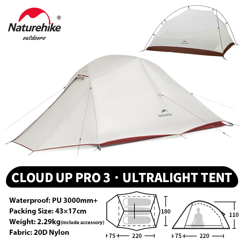 Naturehike 3人用超軽量防水テント クラウドアップ