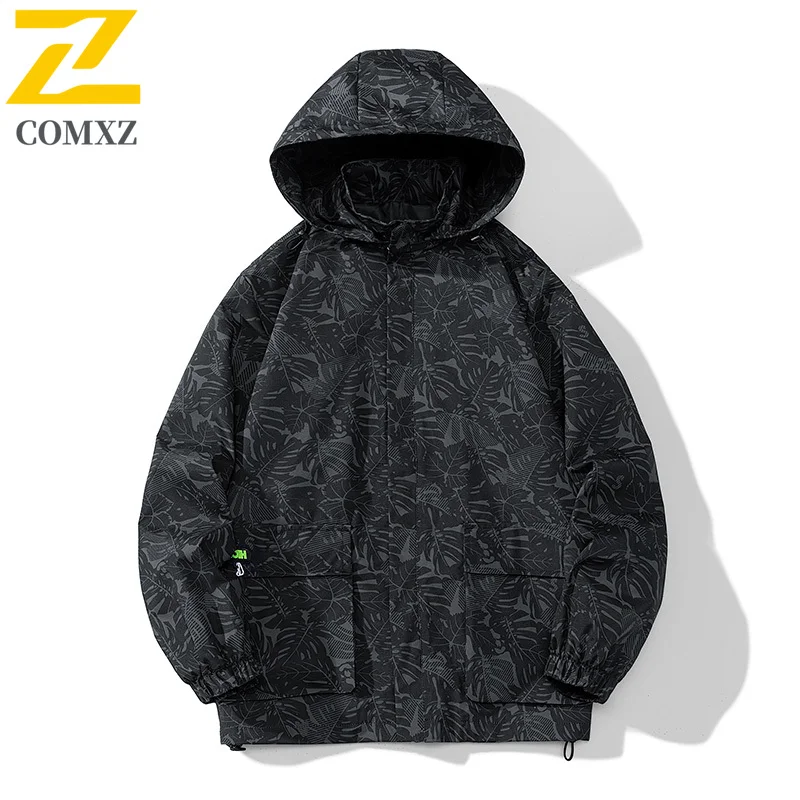 Outdoor Work Camo Jacket Men's Hiking Fishing Maple Leaf Pocket Waterproof Windbreaker Unisex Autumn New Running Sports Jackets