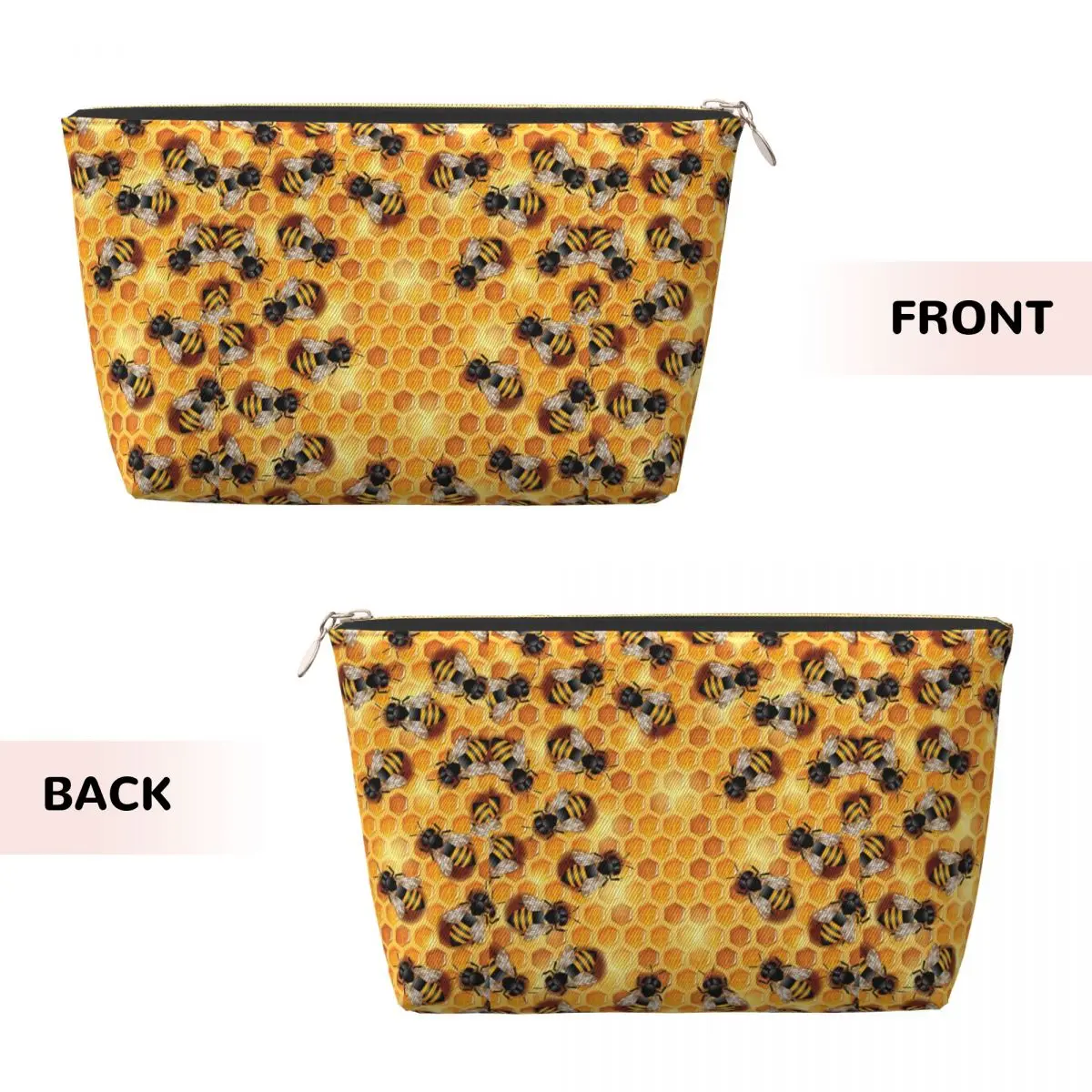 Custom Honey Bees Cosmetic Bag Women Cute Large Capacity Makeup Case Beauty Storage Toiletry Bags