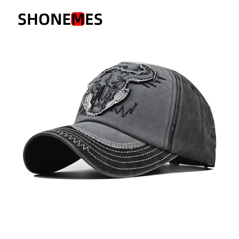 Shonemes Embroidery Bulls Baseball Cap Sports Letter Snapback Caps Hip Hop Outdoor Broken Hats for Men Women