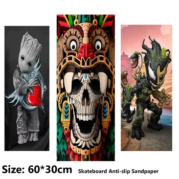 電動スクーター用のパーソナライズされたスカルパターンステッカー,滑り止めサンドペーパー,グリップテープシート,60x30cm