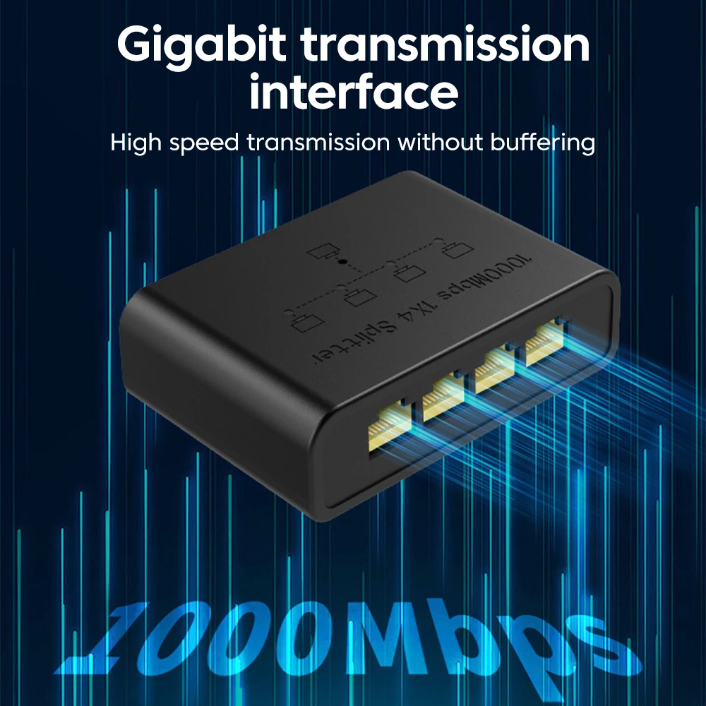 100/1000Mbps Gigabit Ethernet ประสิทธิภาพสูงสมาร์ท 5 พอร์ตเชื่อมต่อเครือข่ายสําหรับสาย USB RJ45 Splitter Adapter สํานักงาน