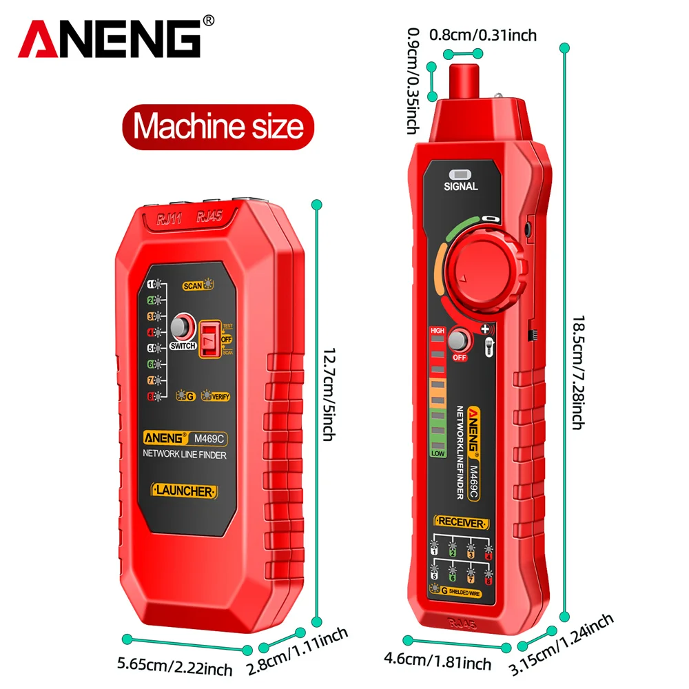 ANENG M469C Smart Network Cable Tester RJ45 RJ11 LAN Cable Tester Finder Wire Tracker Receiver Network Repair Electrical Tool