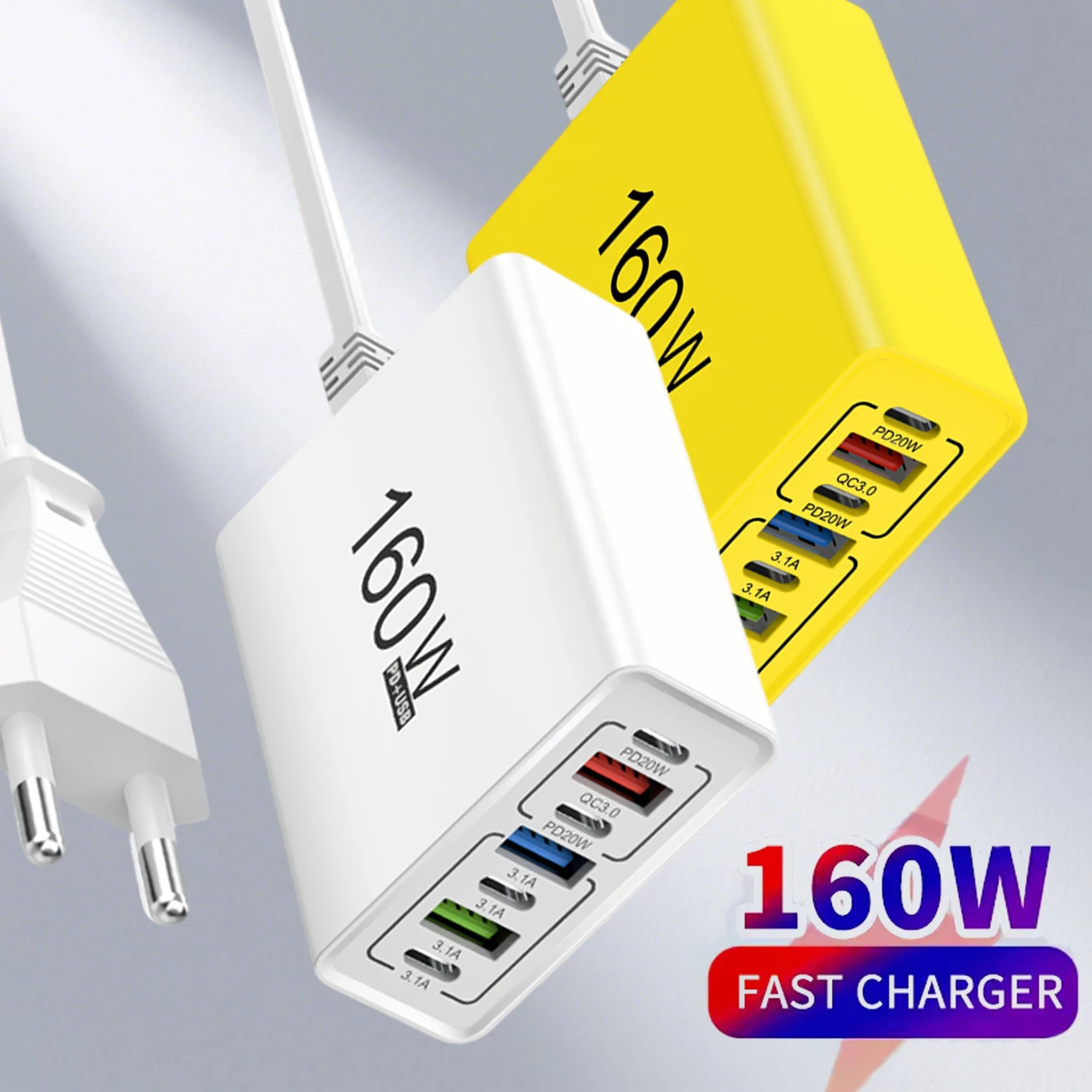 

Быстрое зарядное устройство USB 160 Вт с поддержкой PD и QC3.0, Type-C, для iPhone 16, 15, Xiaomi, Samsung S23, Huawei, USB-C, портативное зарядное устройство для мобильных телефонов